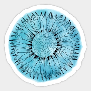 Azure Blue Sunflower Sticker